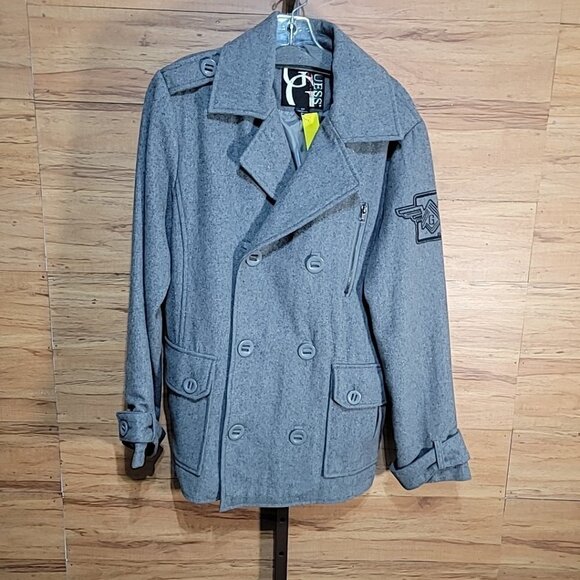 Guess Gray Size S Wool blend Double Breasted Pea Coat - Picture 1 of 6